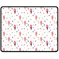 Ice Cream Cones Watercolor With Fruit Berries And Cherries Summer Pattern Fleece Blanket (medium)  by genx