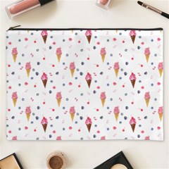 Ice Cream Cones Watercolor With Fruit Berries And Cherries Summer Pattern Cosmetic Bag (xxxl) by genx