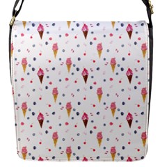 Ice Cream Cones Watercolor With Fruit Berries And Cherries Summer Pattern Flap Closure Messenger Bag (s) by genx