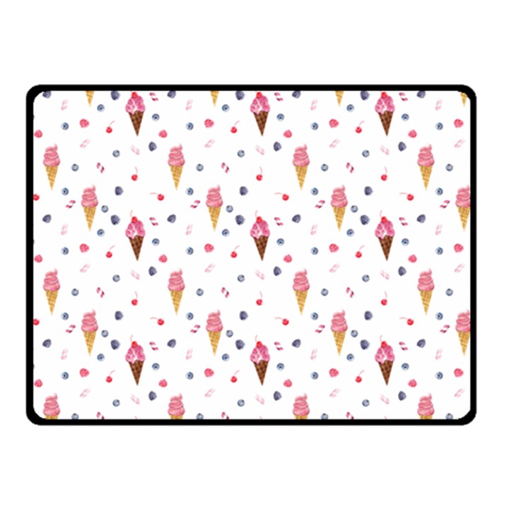 Ice Cream Cones Watercolor with fruit berries and cherries summer pattern Double Sided Fleece Blanket (Small) 