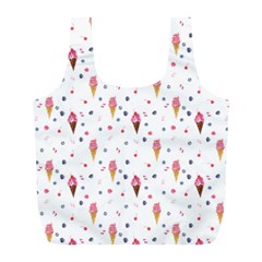 Ice Cream Cones Watercolor With Fruit Berries And Cherries Summer Pattern Full Print Recycle Bag (l) by genx