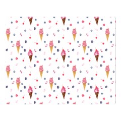 Ice Cream Cones Watercolor With Fruit Berries And Cherries Summer Pattern Double Sided Flano Blanket (large)  by genx