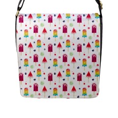 Popsicle Juice Watercolor With Fruit Berries And Cherries Summer Pattern Flap Closure Messenger Bag (l) by genx