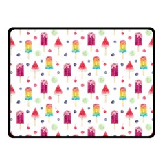 Popsicle Juice Watercolor With Fruit Berries And Cherries Summer Pattern Double Sided Fleece Blanket (small)  by genx