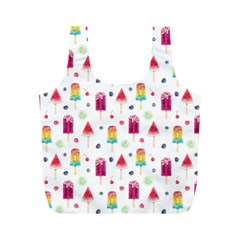 Popsicle Juice Watercolor With Fruit Berries And Cherries Summer Pattern Full Print Recycle Bag (m) by genx