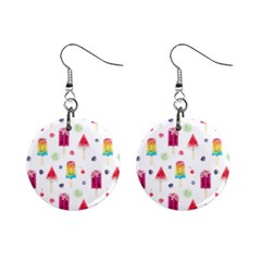 Popsicle Juice Watercolor With Fruit Berries And Cherries Summer Pattern Mini Button Earrings by genx