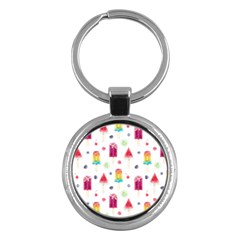 Popsicle Juice Watercolor With Fruit Berries And Cherries Summer Pattern Key Chains (round)  by genx