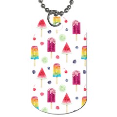 Popsicle Juice Watercolor With Fruit Berries And Cherries Summer Pattern Dog Tag (one Side) by genx