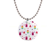 Popsicle Juice Watercolor With Fruit Berries And Cherries Summer Pattern 1  Button Necklace by genx