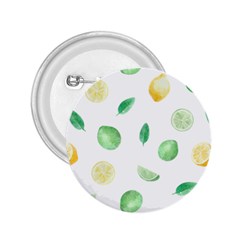 Lemon And Limes Yellow Green Watercolor Fruits With Citrus Leaves Pattern 2 25  Buttons by genx