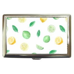 Lemon And Limes Yellow Green Watercolor Fruits With Citrus Leaves Pattern Cigarette Money Case by genx