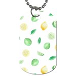 Lemon and limes yellow green watercolor fruits with citrus leaves Pattern Dog Tag (Two Sides) Front