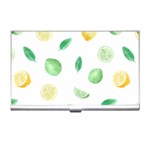 Lemon and limes yellow green watercolor fruits with citrus leaves Pattern Business Card Holder Front