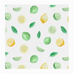 Lemon And Limes Yellow Green Watercolor Fruits With Citrus Leaves Pattern Medium Glasses Cloth by genx