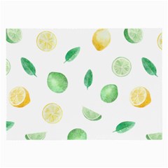 Lemon And Limes Yellow Green Watercolor Fruits With Citrus Leaves Pattern Large Glasses Cloth by genx