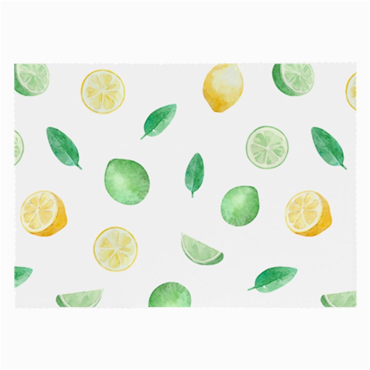 Lemon and limes yellow green watercolor fruits with citrus leaves Pattern Large Glasses Cloth