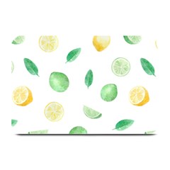 Lemon And Limes Yellow Green Watercolor Fruits With Citrus Leaves Pattern Plate Mats by genx