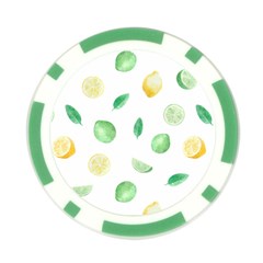 Lemon And Limes Yellow Green Watercolor Fruits With Citrus Leaves Pattern Poker Chip Card Guard by genx