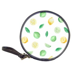 Lemon And Limes Yellow Green Watercolor Fruits With Citrus Leaves Pattern Classic 20-cd Wallets by genx