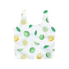 Lemon And Limes Yellow Green Watercolor Fruits With Citrus Leaves Pattern Full Print Recycle Bag (s) by genx