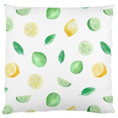 Lemon And Limes Yellow Green Watercolor Fruits With Citrus Leaves Pattern Standard Flano Cushion Case (one Side) by genx