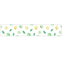 Lemon And Limes Yellow Green Watercolor Fruits With Citrus Leaves Pattern Large Flano Scarf  by genx