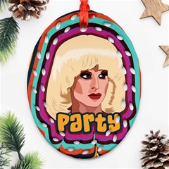 Katya Zamolodchikova Logo Oval Filigree Ornament (two Sides) by milliahood