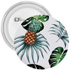 Pineapple Tropical Jungle Giant Green Leaf Watercolor Pattern 3  Buttons by genx