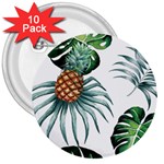 Pineapple Tropical Jungle Giant Green Leaf Watercolor Pattern 3  Buttons (10 pack)  Front