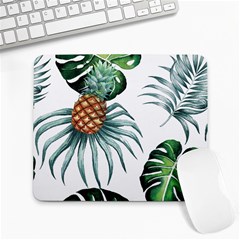 Pineapple Tropical Jungle Giant Green Leaf Watercolor Pattern Large Mousepads by genx