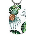 Pineapple Tropical Jungle Giant Green Leaf Watercolor Pattern Dog Tag (One Side) Front