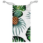 Pineapple Tropical Jungle Giant Green Leaf Watercolor Pattern Jewelry Bag Back