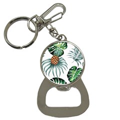 Pineapple Tropical Jungle Giant Green Leaf Watercolor Pattern Bottle Opener Key Chains by genx