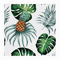 Pineapple Tropical Jungle Giant Green Leaf Watercolor Pattern Medium Glasses Cloth by genx