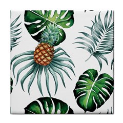 Pineapple Tropical Jungle Giant Green Leaf Watercolor Pattern Face Towel by genx