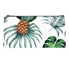 Pineapple Tropical Jungle Giant Green Leaf Watercolor Pattern Pencil Cases by genx