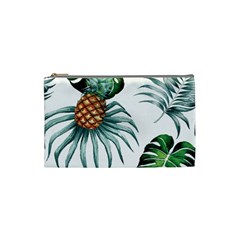 Pineapple Tropical Jungle Giant Green Leaf Watercolor Pattern Cosmetic Bag (small) by genx