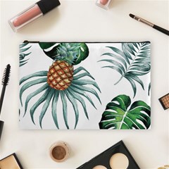 Pineapple Tropical Jungle Giant Green Leaf Watercolor Pattern Cosmetic Bag (large) by genx