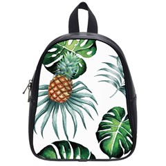 Pineapple Tropical Jungle Giant Green Leaf Watercolor Pattern School Bag (small) by genx