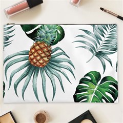 Pineapple Tropical Jungle Giant Green Leaf Watercolor Pattern Cosmetic Bag (xxl) by genx