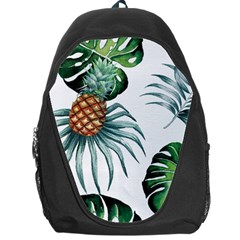 Pineapple Tropical Jungle Giant Green Leaf Watercolor Pattern Backpack Bag by genx