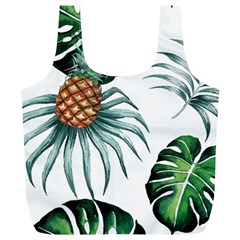 Pineapple Tropical Jungle Giant Green Leaf Watercolor Pattern Full Print Recycle Bag (xl) by genx