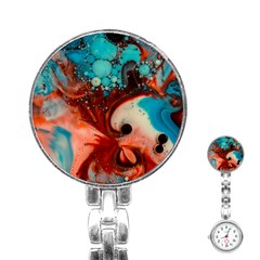 Blue And Orange Swirl Stainless Steel Nurses Watch by Cbth