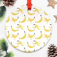 Yellow Banana And Peels Pattern With Polygon Retro Style Ornament (round) by genx