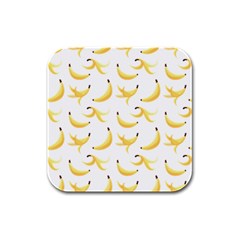 Yellow Banana And Peels Pattern With Polygon Retro Style Rubber Square Coaster (4 Pack)  by genx