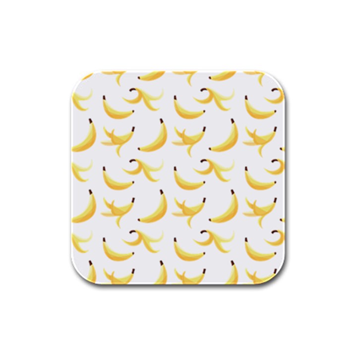 Yellow Banana and peels pattern with polygon retro style Rubber Square Coaster (4 pack) 