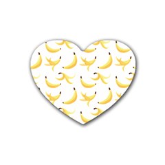 Yellow Banana And Peels Pattern With Polygon Retro Style Rubber Coaster (heart)  by genx