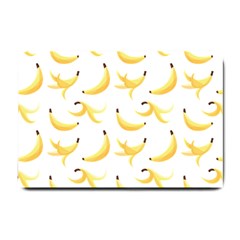 Yellow Banana And Peels Pattern With Polygon Retro Style Small Doormat  by genx