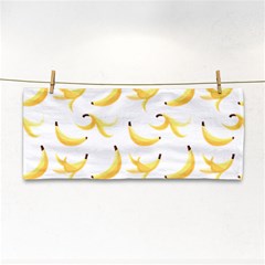 Yellow Banana And Peels Pattern With Polygon Retro Style Hand Towel by genx