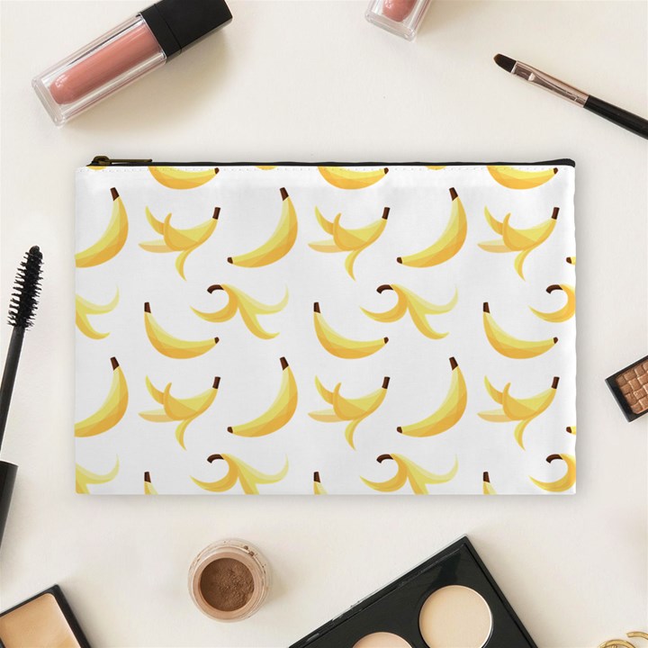 Yellow Banana and peels pattern with polygon retro style Cosmetic Bag (Large)